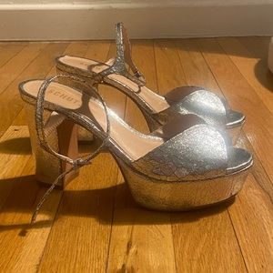 Schutz Silver Platform Heels